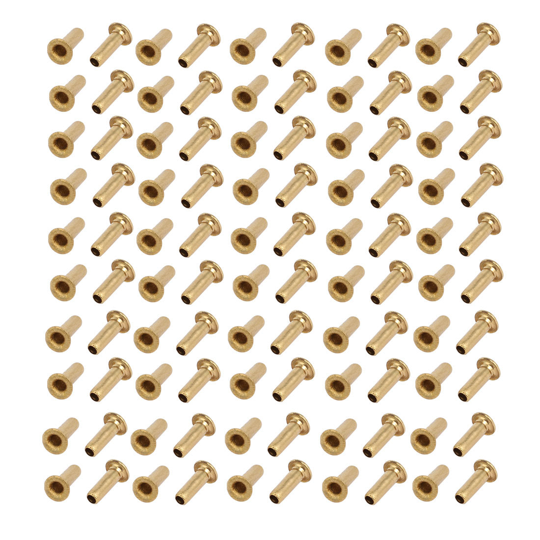 Harfington 100pcs M2.3 x 7mm Brass Plated Metal Hollow Eyelets Rivets Gold Tone