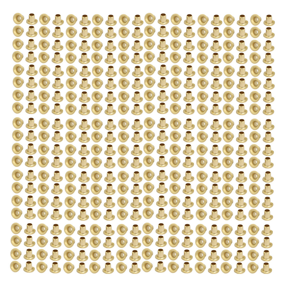 Harfington 200pcs M2.5 x 3mm Brass Plated Metal Hollow Eyelets Rivets Gold Tone