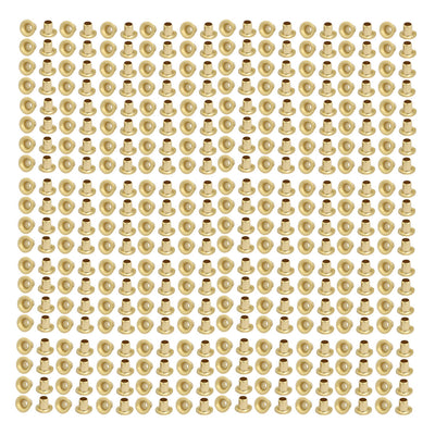 Harfington 200pcs M2.5 x 3mm Brass Plated Metal Hollow Eyelets Rivets Gold Tone