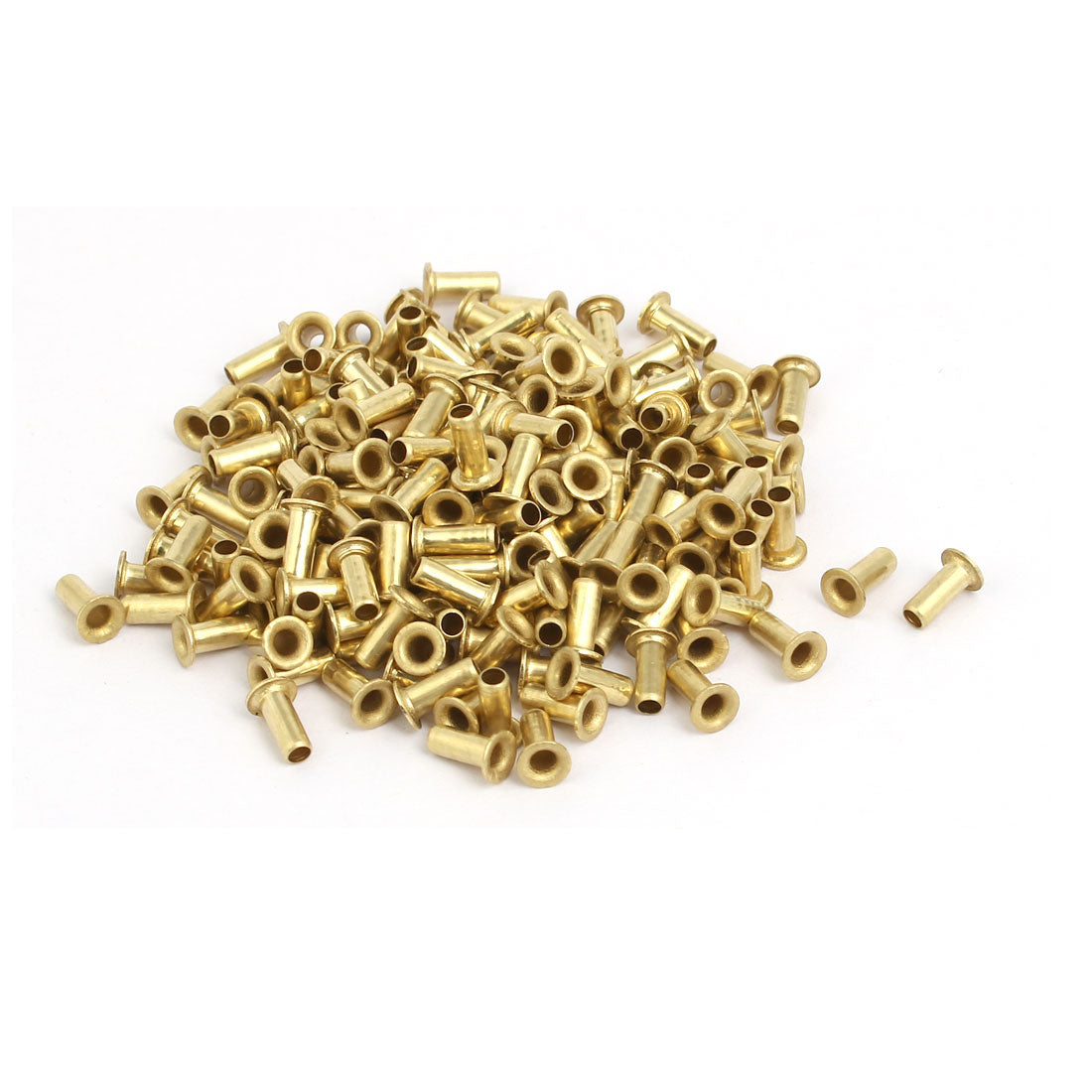 Harfington 200pcs M2.5 x 6mm Brass Plated Metal Hollow Eyelets Rivets Gold Tone