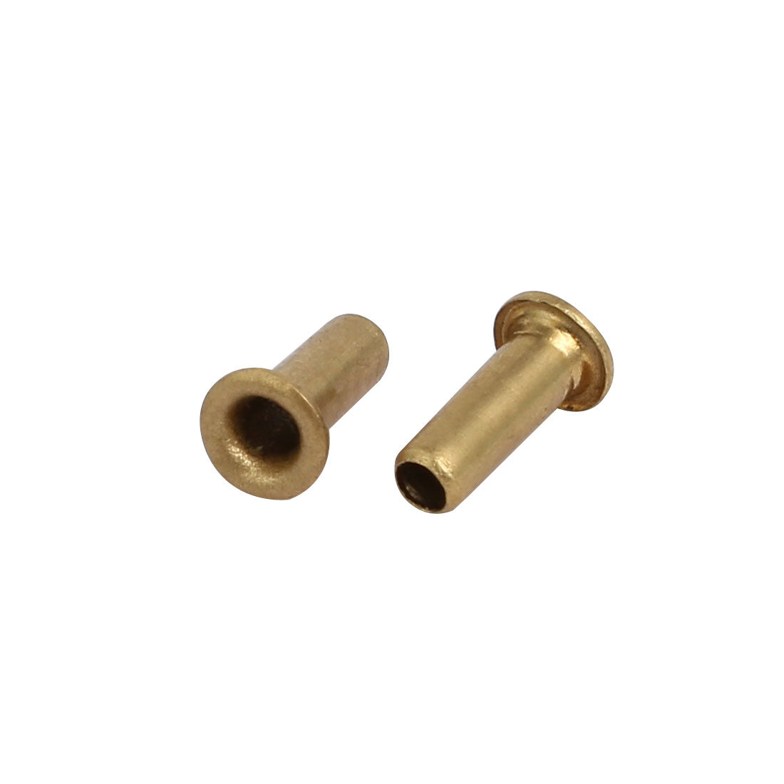 Harfington 100pcs M2.5 x 7mm Brass Plated Metal Hollow Eyelets Rivets Gold Tone