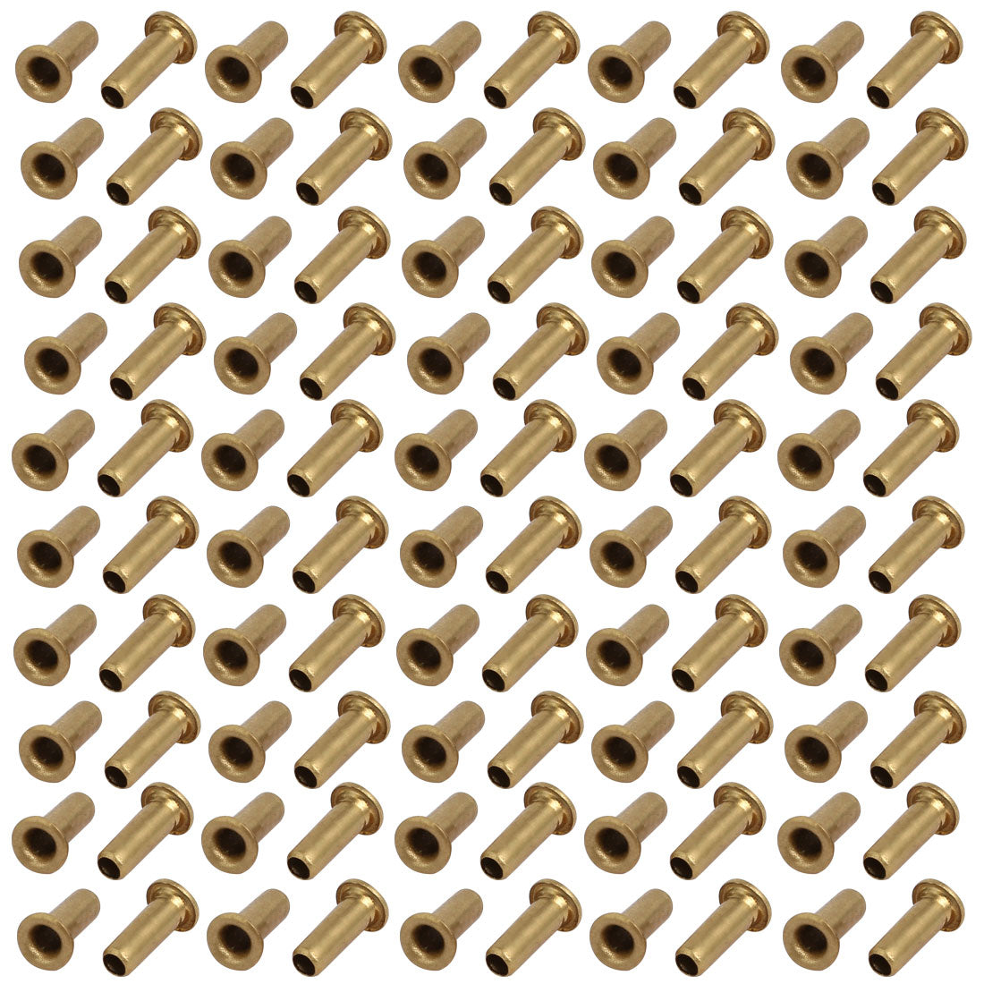 Harfington 100pcs M2.5 x 7mm Brass Plated Metal Hollow Eyelets Rivets Gold Tone