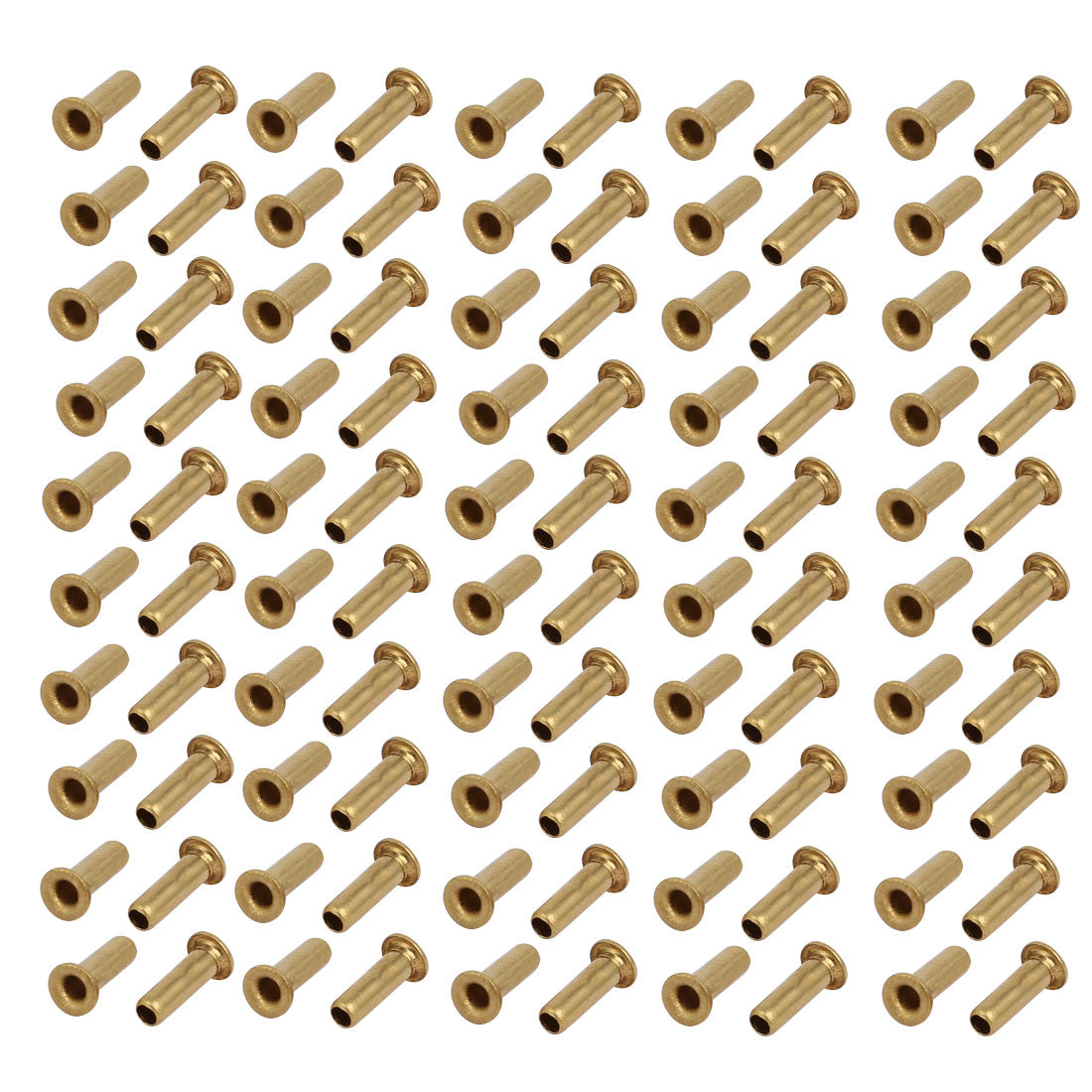 Harfington 100pcs M2.5 x 8mm Brass Plated Metal Hollow Eyelets Rivets Gold Tone