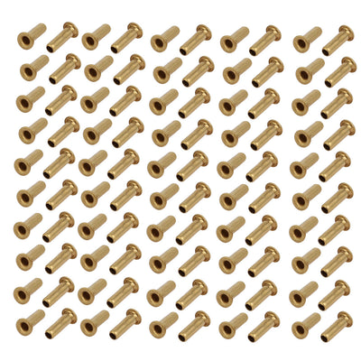 Harfington 100pcs M2.5 x 8mm Brass Plated Metal Hollow Eyelets Rivets Gold Tone