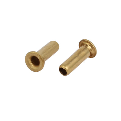 Harfington 200pcs M2.5 x 8mm Brass Plated Metal Hollow Eyelets Rivets Gold Tone