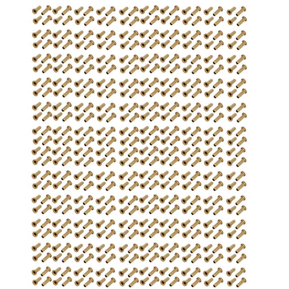Harfington 200pcs M2.5 x 8mm Brass Plated Metal Hollow Eyelets Rivets Gold Tone
