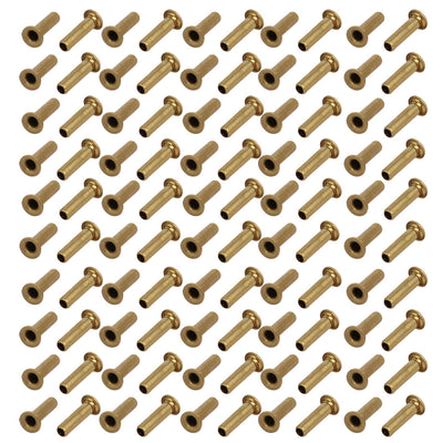 Harfington 100pcs M2.5 x 9mm Brass Plated Metal Hollow Eyelets Rivets Gold Tone
