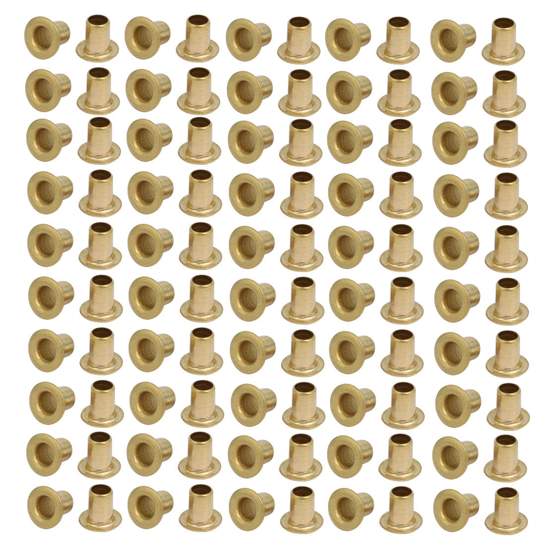 Harfington 100pcs M3 x 4mm Brass Plated Metal Hollow Eyelets Rivets Gold Tone