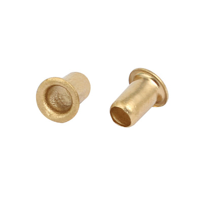 Harfington 100pcs M4 x 6mm Brass Plated Metal Hollow Eyelets Rivets Gold Tone