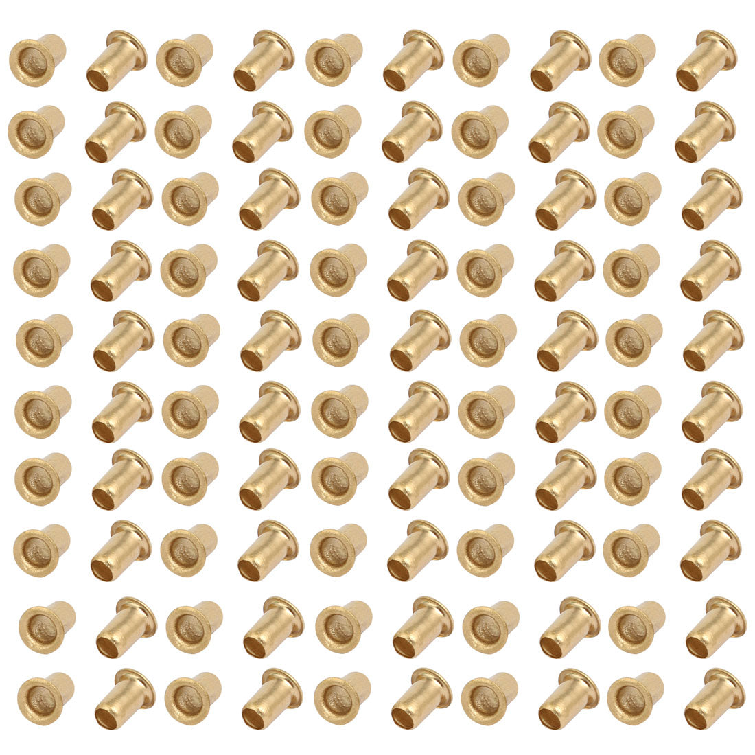 Harfington 100pcs M4 x 6mm Brass Plated Metal Hollow Eyelets Rivets Gold Tone