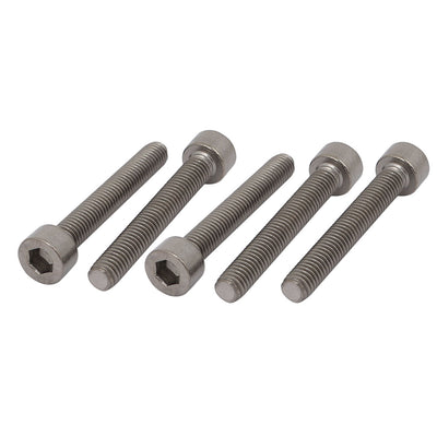Harfington 5 Pcs M5x35mm Thread Hex Socket Drive Cap Head Titanium Screw