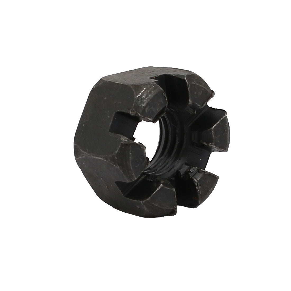 Harfington 5pcs M10x1.5mm Carbon Steel Grade 8 Hexagon Slotted Castle Nut Black