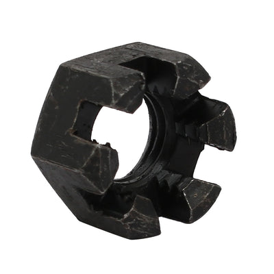 Harfington 5pcs M12x1.75mm Carbon Steel Grade 8 Hexagon Slotted Castle Nut Black