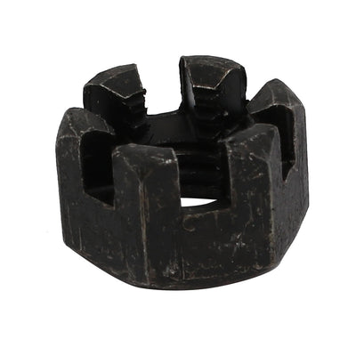 Harfington 5pcs M12x1.75mm Carbon Steel Grade 8 Hexagon Slotted Castle Nut Black