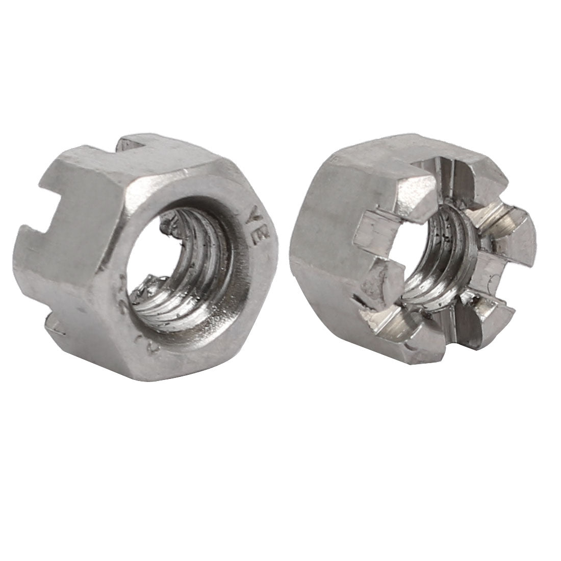 Harfington 5pcs M6x1mm 304 Stainless Steel Hex Hexagon Slotted Castle Nut Silver Tone