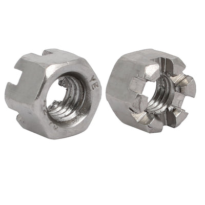 Harfington 5pcs M6x1mm 304 Stainless Steel Hex Hexagon Slotted Castle Nut Silver Tone