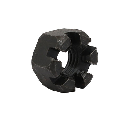 Harfington 10pcs M10x1.5mm Carbon Steel Grade 8 Hexagon Slotted Castle Nut Black