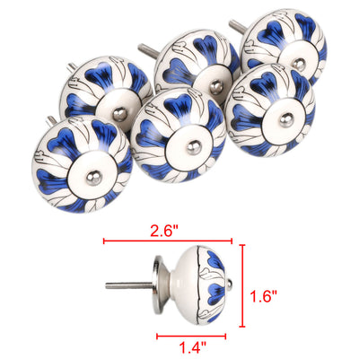 Harfington 6 x Hand Painted Ceramic Door Knobs Cabinet Drawer Wardrobe Cupboard Pull Handles