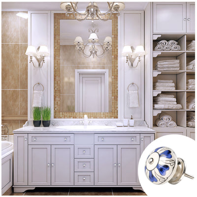 Harfington 6 x Hand Painted Ceramic Door Knobs Cabinet Drawer Wardrobe Cupboard Pull Handles