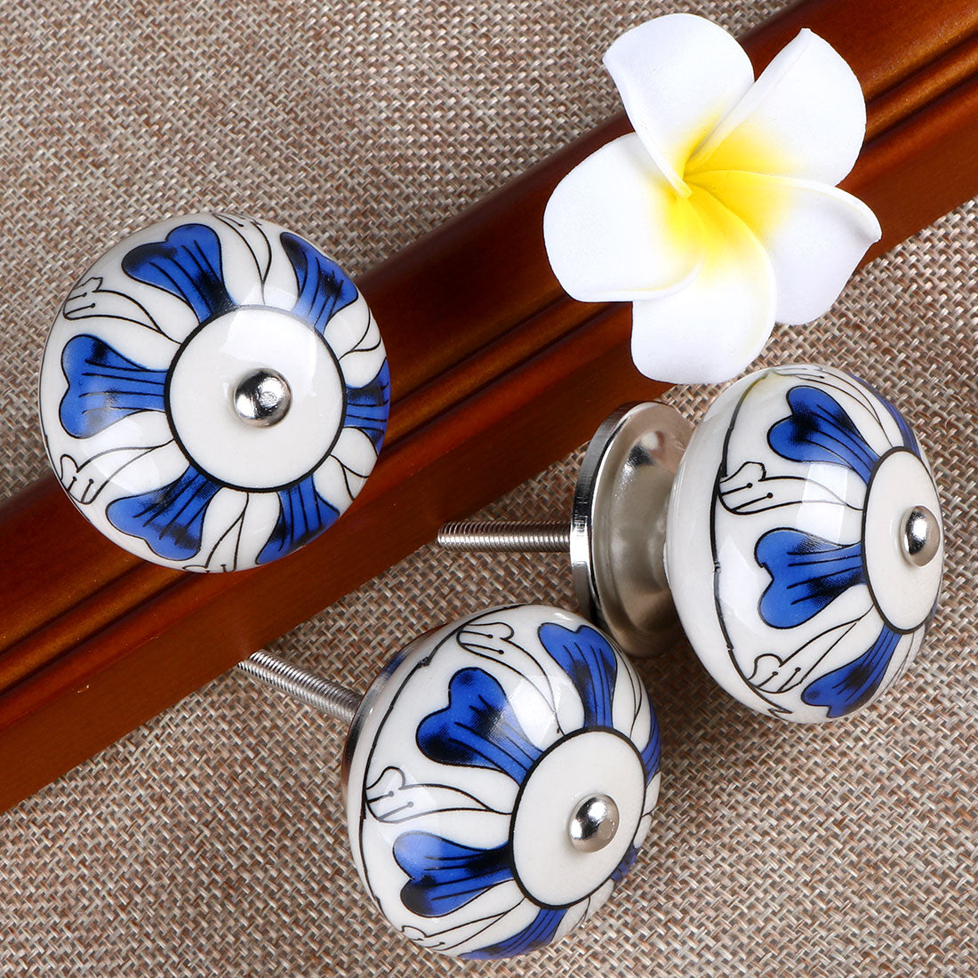 Harfington 6 x Hand Painted Ceramic Door Knobs Cabinet Drawer Wardrobe Cupboard Pull Handles