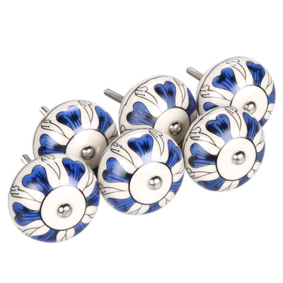 Harfington 6 x Hand Painted Ceramic Door Knobs Cabinet Drawer Wardrobe Cupboard Pull Handles