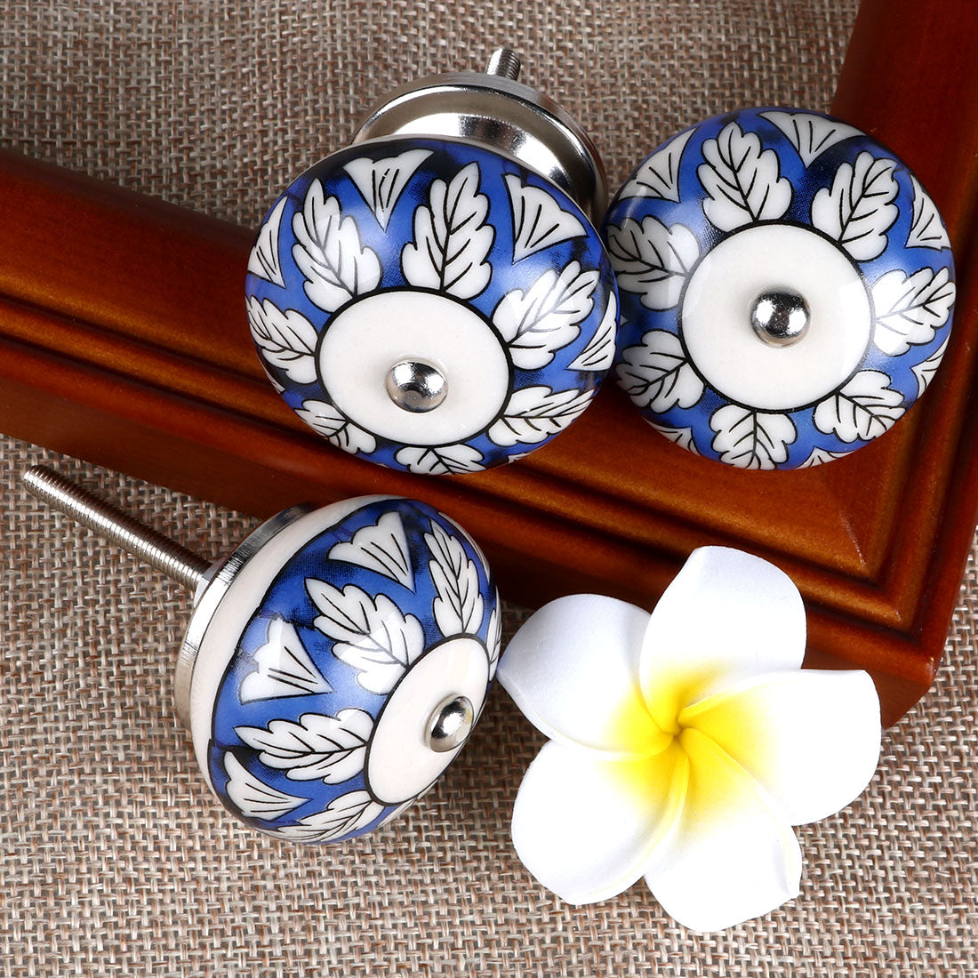 Harfington 6 x Hand Painted Ceramic Door Knobs Cabinet Drawer Wardrobe Cupboard Pull Handles