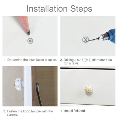 Harfington 6 x Hand Painted Ceramic Door Knobs Cabinet Drawer Wardrobe Cupboard Pull Handles