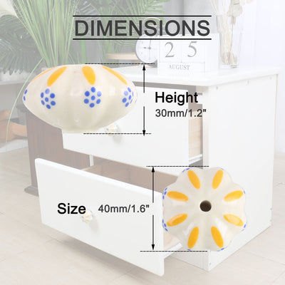 Harfington 6 x Hand Painted Ceramic Door Knobs Cabinet Drawer Wardrobe Cupboard Pull Handles