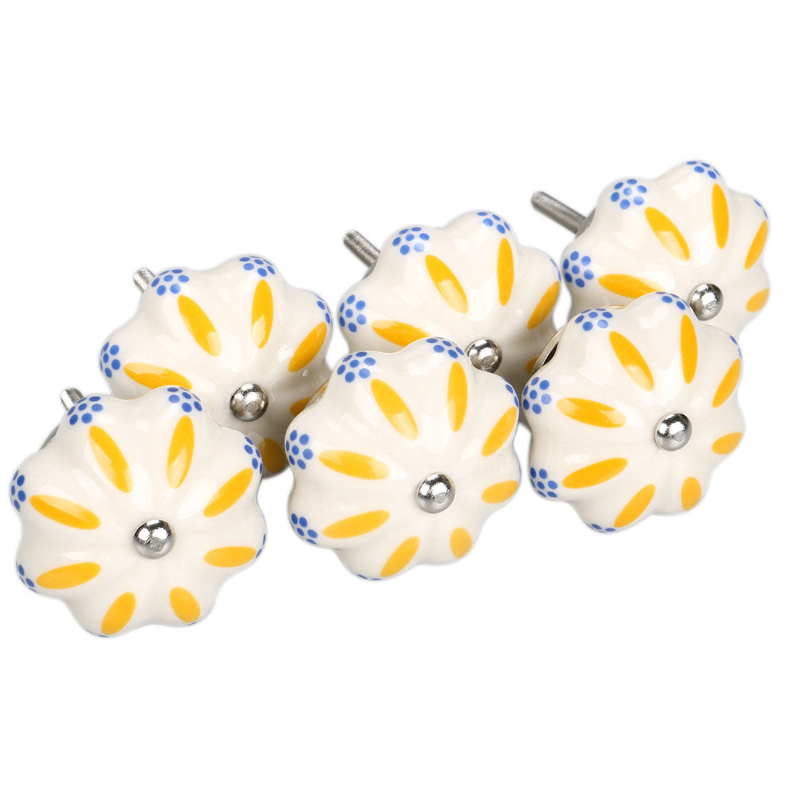 Harfington 6 x Hand Painted Ceramic Door Knobs Cabinet Drawer Wardrobe Cupboard Pull Handles