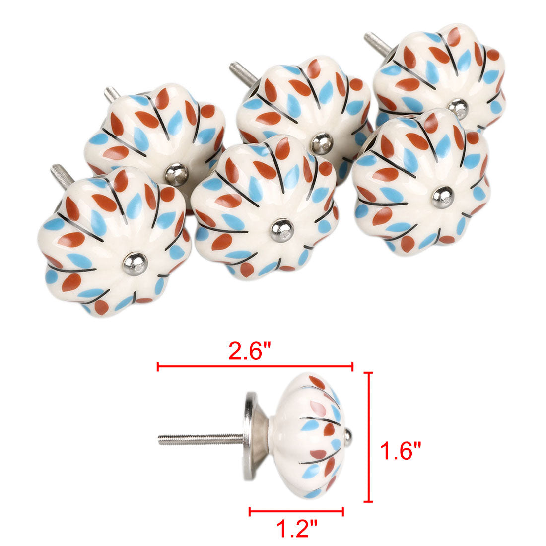 Harfington 6 x Hand Painted Ceramic Door Knobs Cabinet Drawer Wardrobe Cupboard Pull Handles