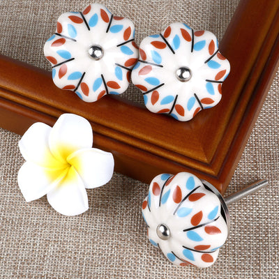 Harfington 6 x Hand Painted Ceramic Door Knobs Cabinet Drawer Wardrobe Cupboard Pull Handles