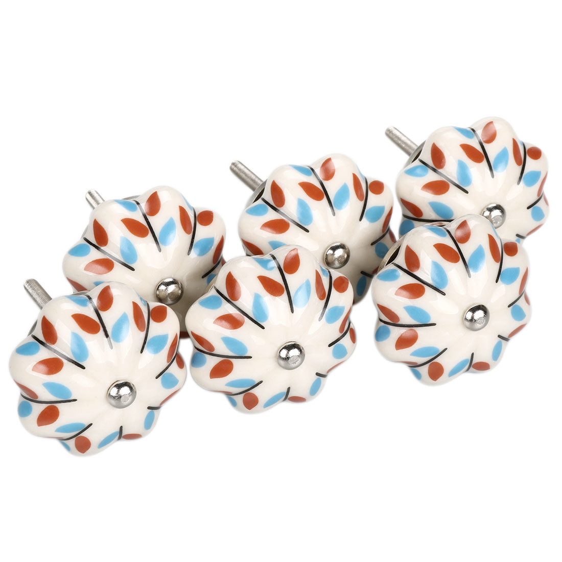 Harfington 6 x Hand Painted Ceramic Door Knobs Cabinet Drawer Wardrobe Cupboard Pull Handles