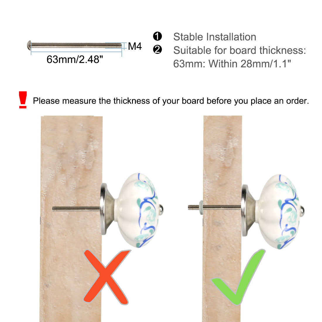 Harfington 6 x Hand Painted Ceramic Door Knobs Cabinet Drawer Wardrobe Cupboard Pull Handles