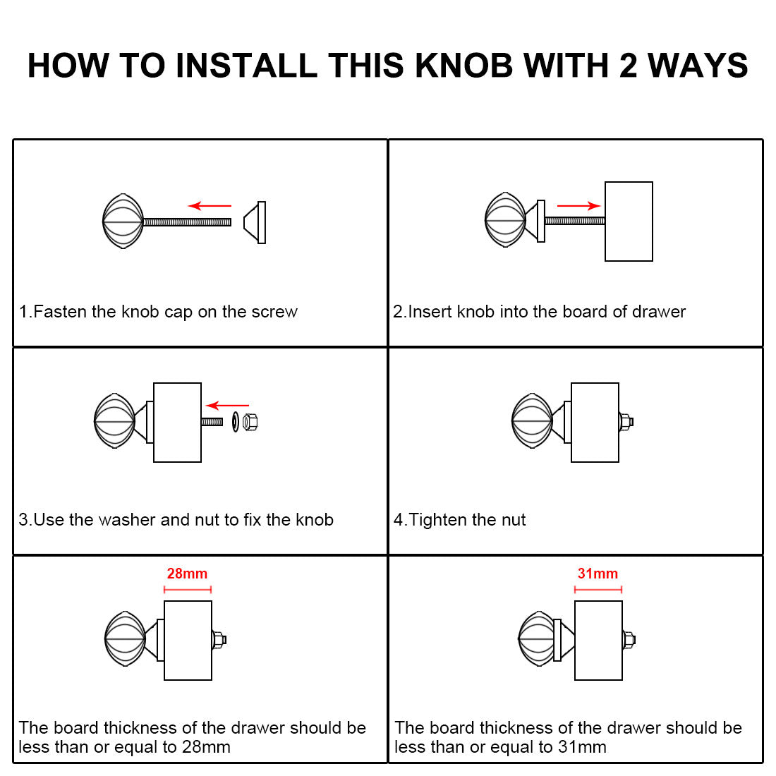 Harfington 6 x Hand Painted Ceramic Door Knobs Cabinet Drawer Wardrobe Cupboard Pull Handles