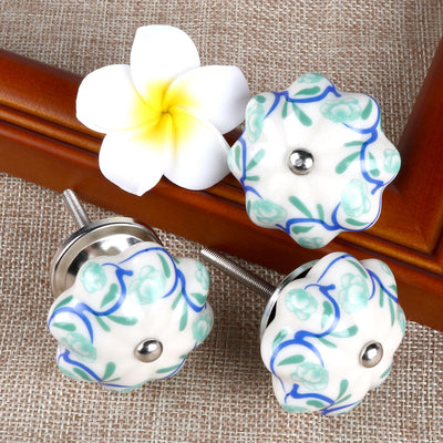 Harfington 6 x Hand Painted Ceramic Door Knobs Cabinet Drawer Wardrobe Cupboard Pull Handles