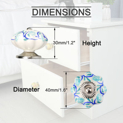 Harfington 6 x Hand Painted Ceramic Door Knobs Cabinet Drawer Wardrobe Cupboard Pull Handles