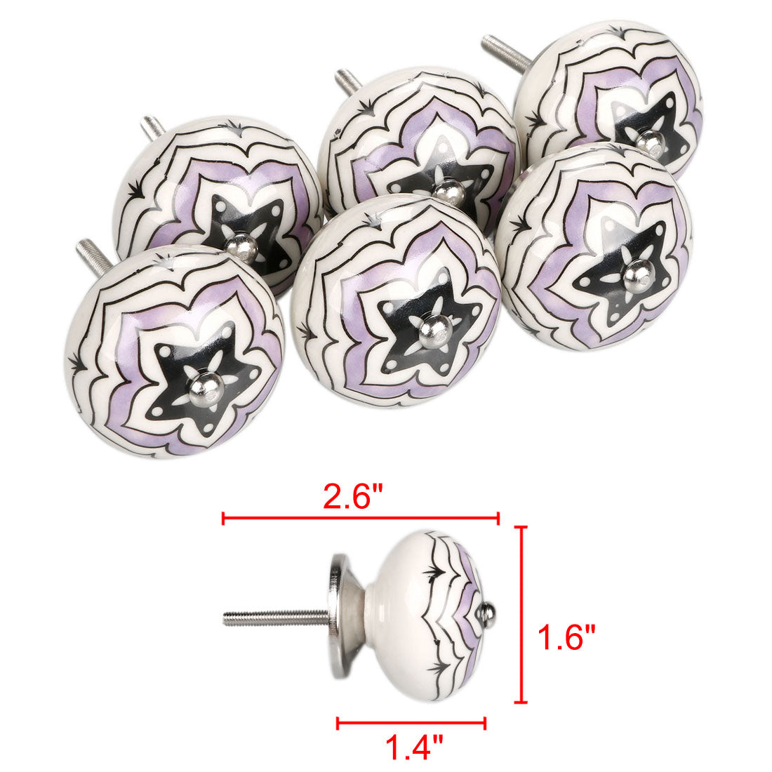 Harfington 6 x Hand Painted Ceramic Door Knobs Cabinet Drawer Wardrobe Cupboard Pull Handles