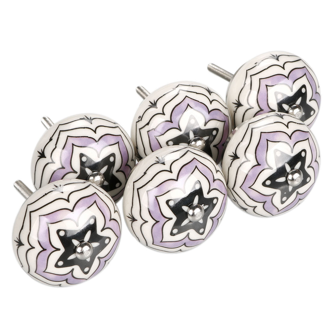 Harfington 6 x Hand Painted Ceramic Door Knobs Cabinet Drawer Wardrobe Cupboard Pull Handles