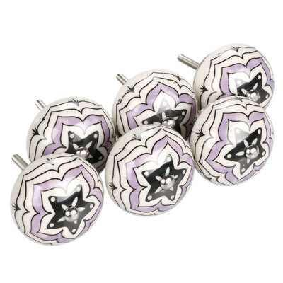 Harfington 6 x Hand Painted Ceramic Door Knobs Cabinet Drawer Wardrobe Cupboard Pull Handles