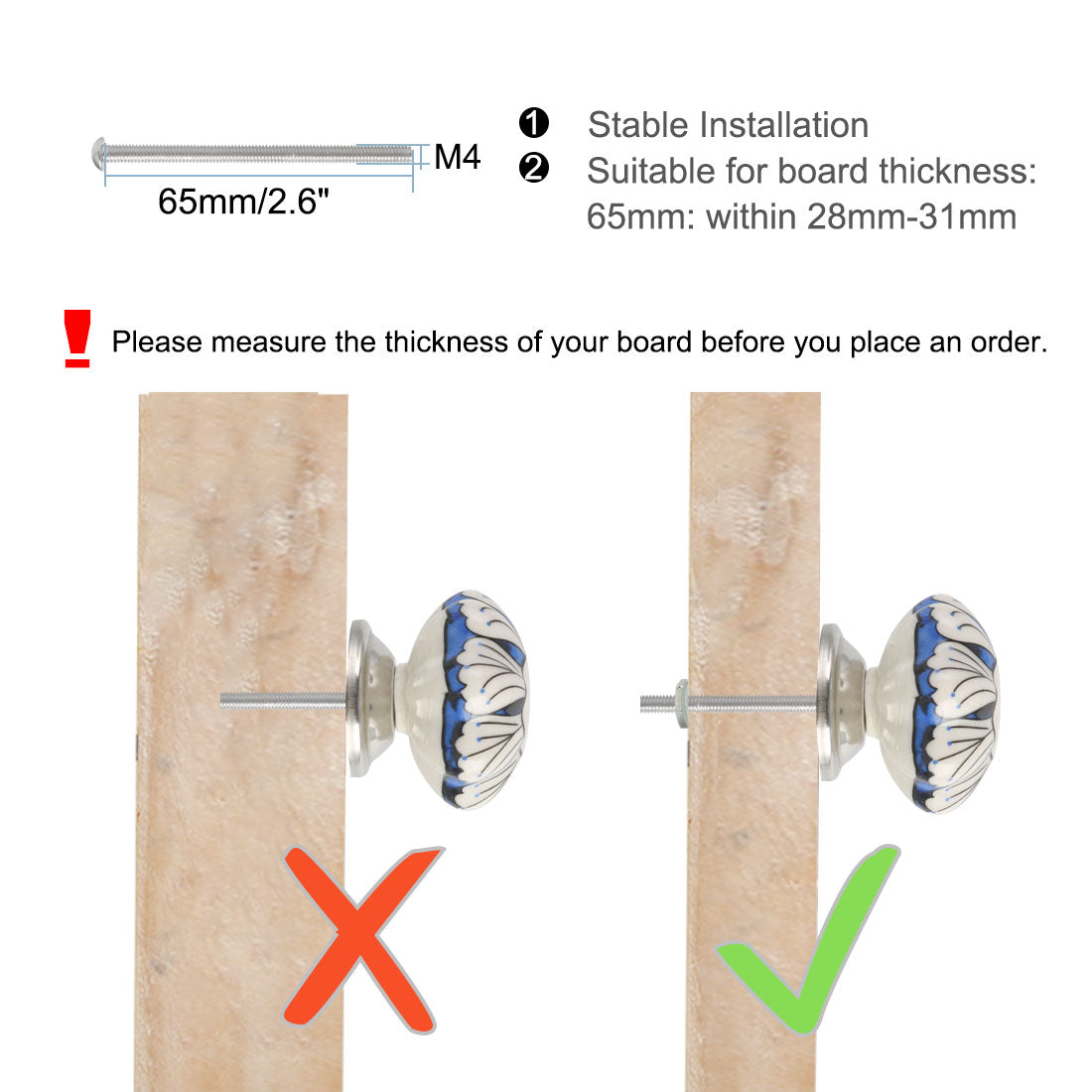 Harfington 6 x Hand Painted Ceramic Door Knobs Cabinet Drawer Wardrobe Cupboard Pull Handles