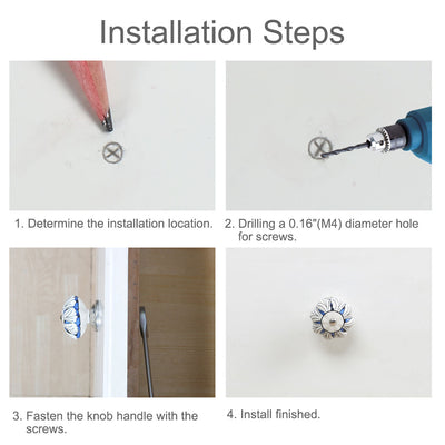 Harfington 6 x Hand Painted Ceramic Door Knobs Cabinet Drawer Wardrobe Cupboard Pull Handles