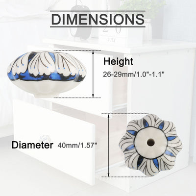 Harfington 6 x Hand Painted Ceramic Door Knobs Cabinet Drawer Wardrobe Cupboard Pull Handles