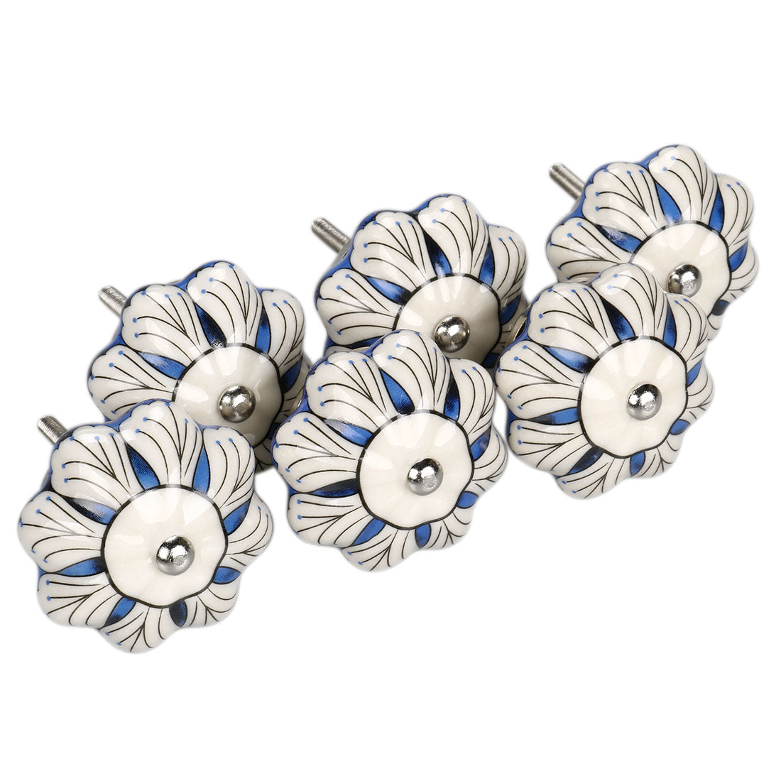 Harfington 6 x Hand Painted Ceramic Door Knobs Cabinet Drawer Wardrobe Cupboard Pull Handles