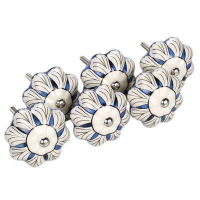 Harfington 6 x Hand Painted Ceramic Door Knobs Cabinet Drawer Wardrobe Cupboard Pull Handles