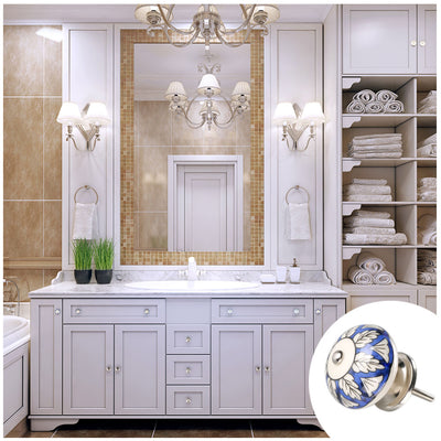 Harfington 6 x Hand Painted Ceramic Door Knobs Cabinet Drawer Wardrobe Cupboard Pull Handles