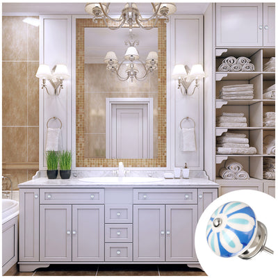 Harfington 6 x Hand Painted Ceramic Door Knobs Cabinet Drawer Wardrobe Cupboard Pull Handles