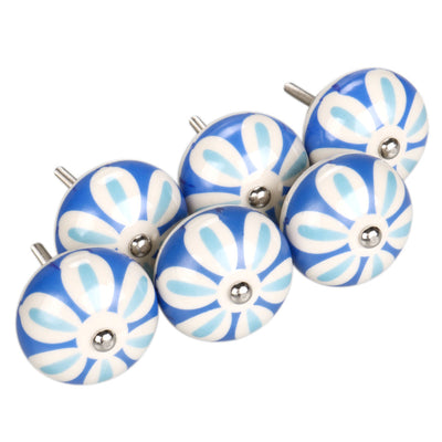 Harfington 6 x Hand Painted Ceramic Door Knobs Cabinet Drawer Wardrobe Cupboard Pull Handles
