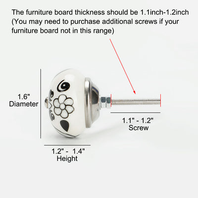 Harfington 6 x Hand Painted Ceramic Door Knobs Cabinet Drawer Wardrobe Cupboard Pull Handles