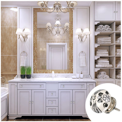 Harfington 6 x Hand Painted Ceramic Door Knobs Cabinet Drawer Wardrobe Cupboard Pull Handles