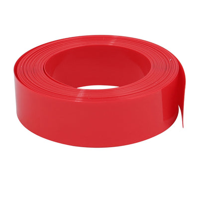 Harfington 17mm Flat Width 5M Long PVC Heat Shrinkable Tube Red for AAA Battery Pack